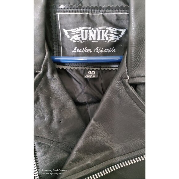 Mens Like New UNIK Harley Davidson Softail Patch Leather Heavy Bikers Jacket. Si - Picture 4 of 4